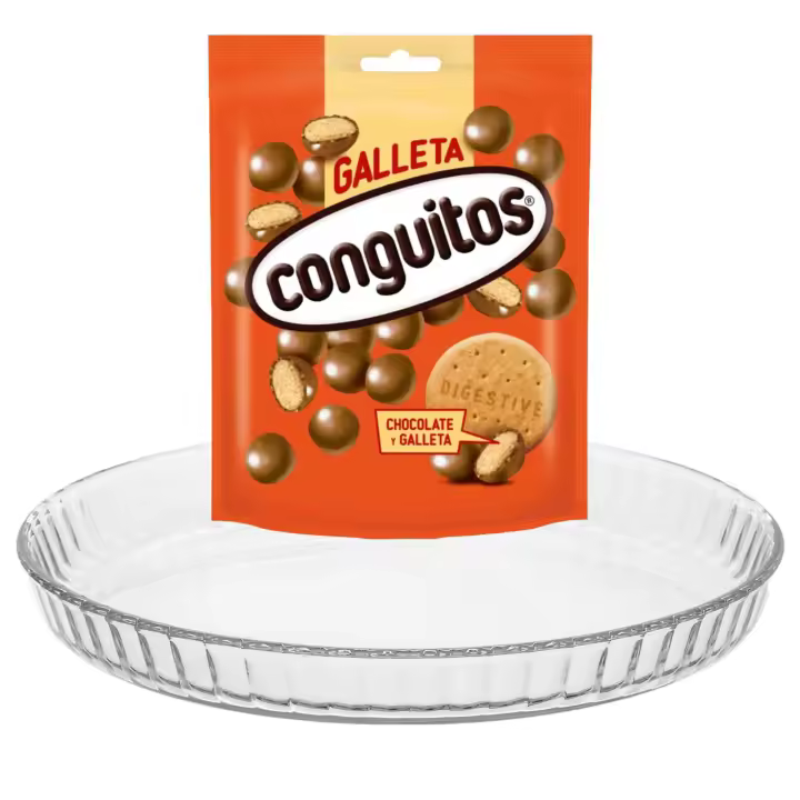 Pack repostería:CONGUITOS GALLETA LECHE DOYP 120G+Plato De Tarta De Vidrio 27 cm - 1