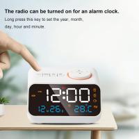 Alarm Clock Radio for Bedrooms Clock Radio with AM/FM Dual Alarm with Voice Control Temperature and Humidity Conversion USB Charger Sleep Timer Digital Clock Radio - details 1
