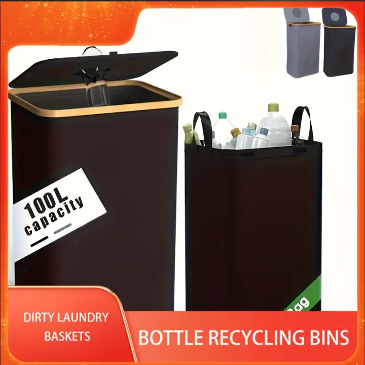 1pc Bottle Collector, Foldable Storage Basket, Toy Organizer, Recycling Bin, Multi-Functional Laundry Hamper or Indoor Trash Can, Suitable for Kitchen, Bedroom, Laundry Room, Hotel, Office, Gift - 1