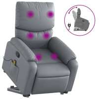 vidaXL Sillón reclinable masaje pie cuero artificial Negro, Crema, Marrón Sillon Dormitorio Sillon Comodos Silla Relax Sillón Sofá - details 6