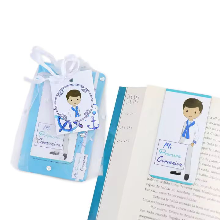 Pack de 9 a 36 unidades de Marcapáginas de comunión para niño y para niña, Marcapáginas imantado para libro, Detalles para invitados de comunión, Marcapáginas con imán, No personalizable, Regalantes.com - 1