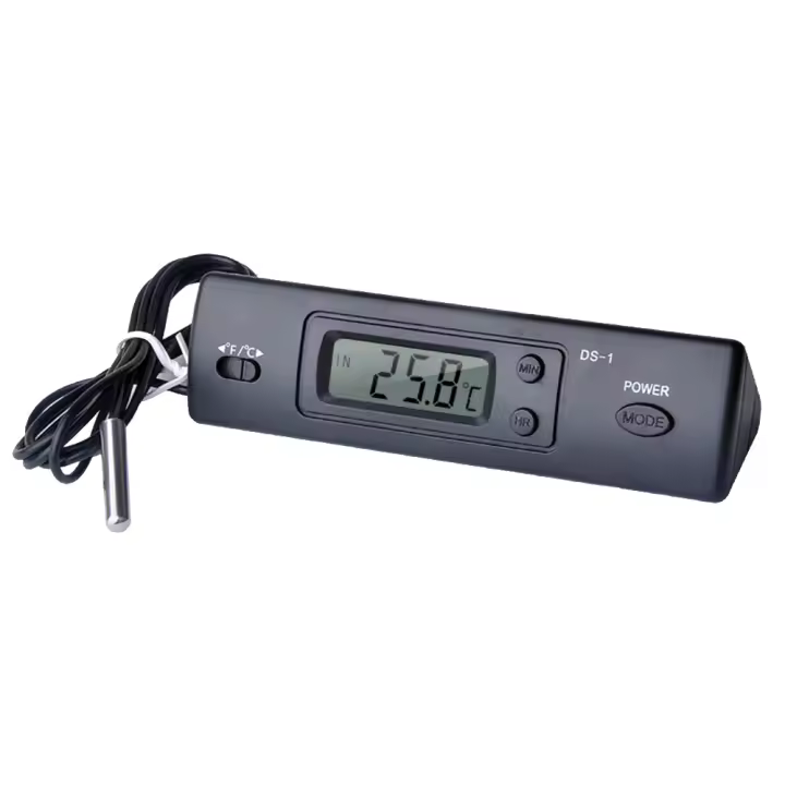 Termómetro Digital Multifuncional Para Coche Con Probar Y Mostrador De Temperatura Y Tiempo Medidor Interior Exterior Mini - 1