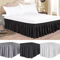 Falda de Cama Silky Lujoso Envoltura Alred de La Falda de Cama Ajuste suave Uniforme No desvanecimiento Volantes Elástico - details 2