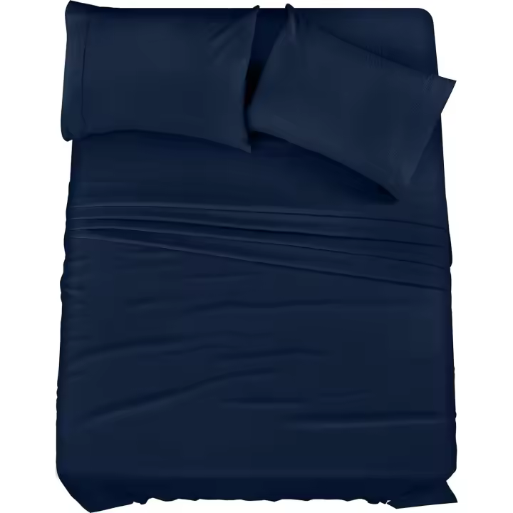 Bedding Juego de sábanas de Microfibra de 4 Piezas (Azul Marino, Queen) - 1