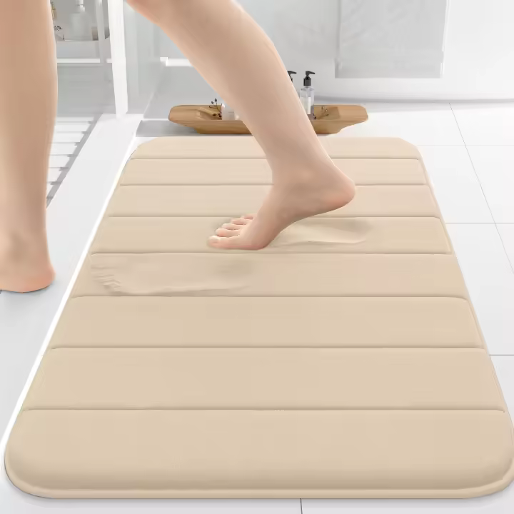 Alfombras de Baño de espuma viscoelástica de 61x40 cm, ultrasuave y absorbente, antideslizante, lavable en Máquina, Gruesa, para suelo, lavabo y ducha, color gris. - 1