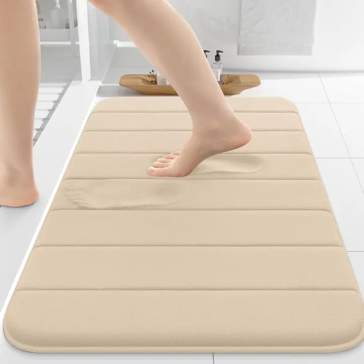 Alfombras de Baño de espuma viscoelástica de 61x40 cm, ultrasuave y absorbente, antideslizante, lavable en Máquina, Gruesa, para suelo, lavabo y ducha, color gris. - 1
