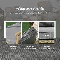 Outsunny Conjunto de Mesa y Sillas de Jardín para Exterior Juego de 3 Piezas Sillas y Mesa de Ratán con Marco de Aluminio Incluye 2 Sillas 1 Mesa de Vidrio Templado y Cojines Natural y Marrón - details 4