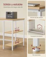 Computer Desk Office Table with 3 Shelves, 2 Drawers, 127 x 50 x 76 cm, for Office, Living Room, Industrial Style, Natural Oak and Matte White - details 0