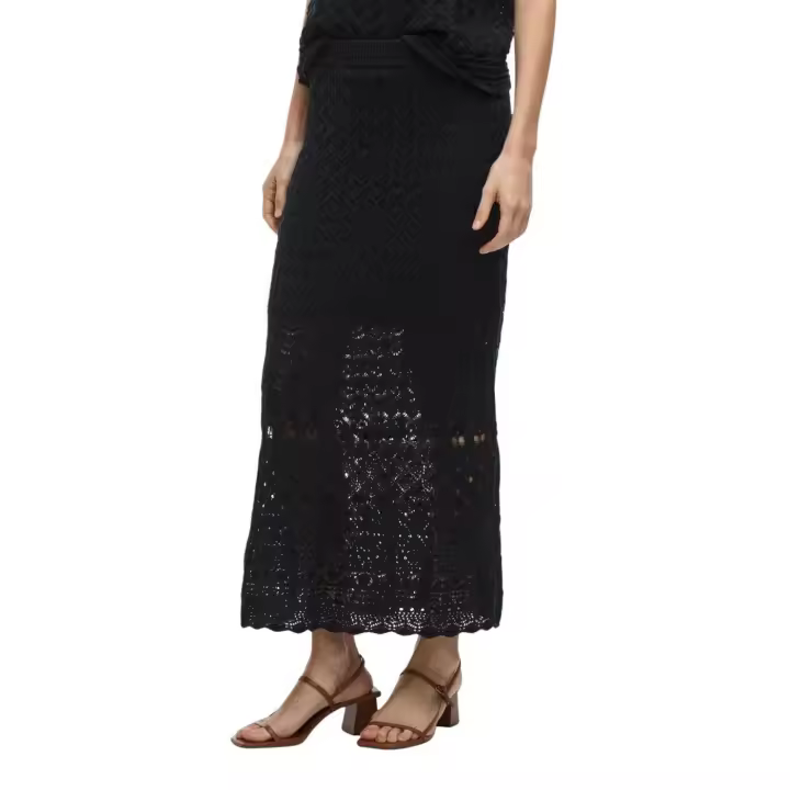 VIDOLISE ANKLE A-LINE KNIT SKIRT Black Beauty - 1