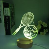 Lámpara De Mesa LED 3D De Madera Con Luz Nocturna De Tenis Cambio De 7 Colores USB Decoración Para El Hogar Regalos Para Fanáticos De Tenis - details 5