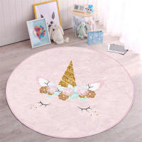 Alfombra De Juego Con Diseño De Unicornio Para Niñas Alfombra Redonda Antideslizante Para Habitación De Niños Alfombra De Actividad Rosa Corona Alfombra De Juego Para Sala De Juegos - details 8