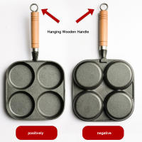 Sartén Antideslizante Con Manija De Madera 3/4/5 Agujeros Para Huevos Tortitas Steaks Y Burgers Herramienta De Cocina Para Desayuno - details 6