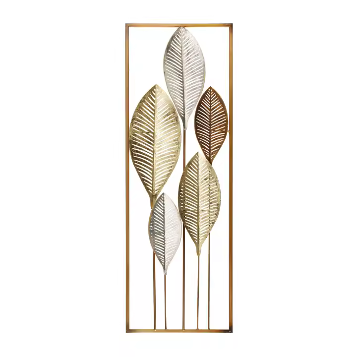 Hispanohogar Decoración Metálica de Pared Botania 31x90 Cm Oro Viejo - 1