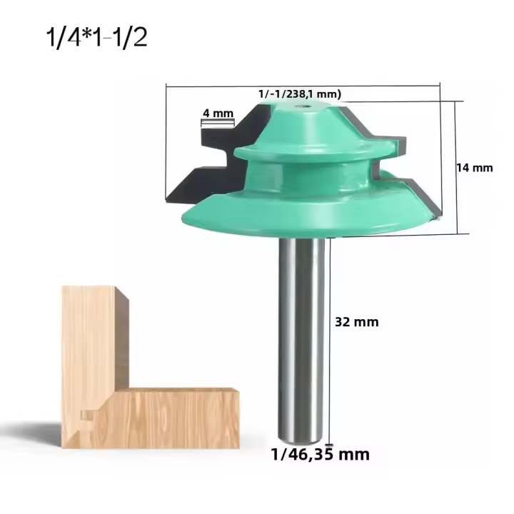 Broca deRouter Lock Miter 1/4" Shank 45 Degree Para Carpintería Y Tratamiento De Madera Herramienta De Tallado De Carbono - 1