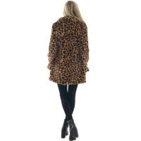 Abrigo De Peluche Sintético Para Mujer Con Estampado De Leopardo Cuello Enrollado Largo Manga Completa Bolsillos Moda Otoño Invierno - details 2