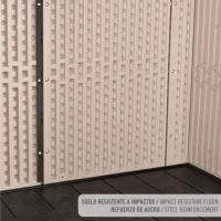 Lifetime - Armario exterior vertical Rough Cut™ 1.500 L, polietileno HDPE texturizado, con suelo, doble puerta con cierre para candado (n/i), estructura reforzada, estantes interiores ajustables, resistente a la intemperie, ideal para almacenamiento - details 5
