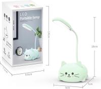 Lámpara LED de escritorio para niños, Bonita lámpara de Gato recargable por USB, Luz de Mesa LED portátil, Cuello de Osne flexible, para el cuidado de Los Ojos, caricaturas, pequeña lámpara - details 0