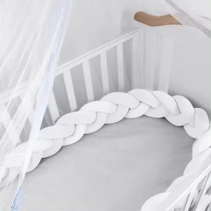 MERKMAK 3M - Protector de cuna para Bebe, protector de terciopelo para Bebe, color Blanco - 1