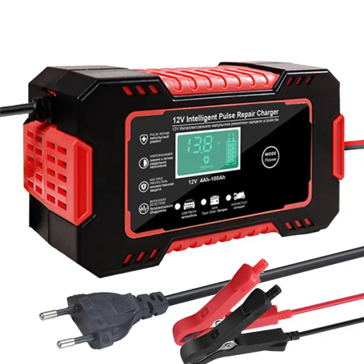 Cargador de badería de coche y motorteta, 12V, 6A, inteligente, Automático, Carga, rápido, húmedo, SECO, Plomo, ácido, Pantalla LCD - 1
