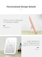 Espejo De Maquillaje Con Pantalla Táctil LED Plegable Y 3 Modos De Luz Recargable Por USB Color ABS Herramientas De Cosméticos - details 14