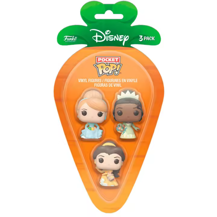Blister 3 figuras Carrot Pocket POP Disney Princesas Cenicienta Tiana Bella PascuaFigura  Coleccionable - Idea de Regalo- Mercancia Oficial - Juguetes para Niños y Adultos - Movies Fans - Muñeco para Coleccionistas y Exposición - 1