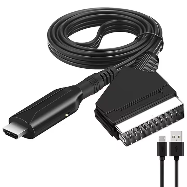 Scart to HDMI-Compatible Converter Conversion Adapter Cable 1m/3.28ft Black - 1