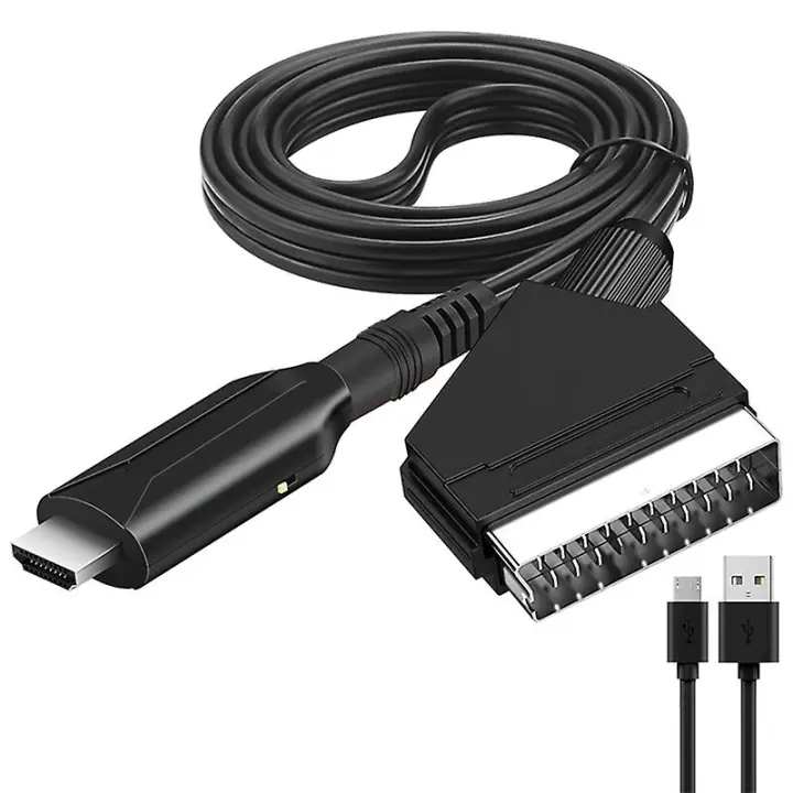 Scart to HDMI-Compatible Converter Conversion Adapter Cable 1m/3.28ft Black - 1
