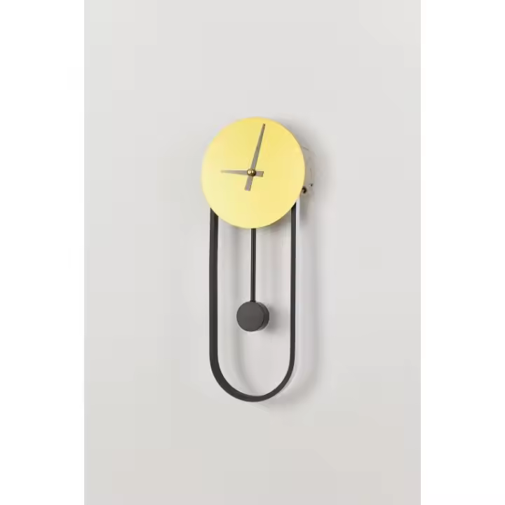 Aplique, luz de pared decorativa tipo reloj de pared de metal color dorado y negro. LED 246W. Color luz 4000K. Ref. 2032 - 1