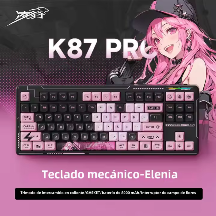 Teclado Mecánico De Juego LINGBAO K87 pro Con Keycaps PBT Structure Hot Swap 3/5 Pins Iluminación RGB Retroiluminada Gasket - 1