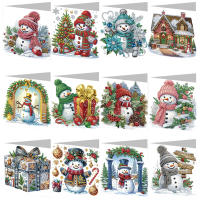 12pcs Tarjetas De Navidad Con Pintura De Diamantes DIY Bordado De Diamantes Con Sobres Set De Tarjetas De Fiestas Regalo De Navidad - details 9