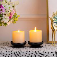 4 piezas de candelabros con punta de hierro, candelabros de pilar con placa de hierro decorativa, color negro, soporte para velas de pedestal de 9 cm de diámetro - details 1