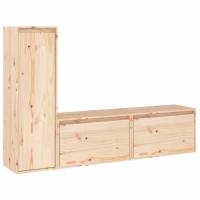 vidaXL Muebles para TV 3 piezas madera maciza de pino, Mueble de Salon, Mueble TV, Mueble TV salon, Mesa de TV, Mueble tele - details 0