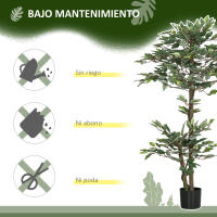 Outsunny Árbol de Té Artificial 120 cm Planta Artificial con 546 Hojas Musgo y Maceta Planta Artificial Decorativa para Interior y Exterior Hogar Salón Oficina Verde - details 5