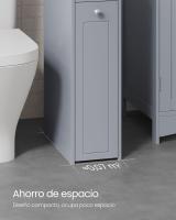 Armario de baño estrecho gris paloma con portarrollos y cajones, solución de almacenamiento vertical para espacios pequeños - details 4
