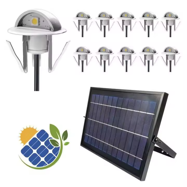 Barcelona LED Pack 10 Focos solares LED empotrables con Panel Solar - 1
