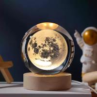 Lámpara De Noche LED En Forma De Galaxia Cristal Bola 3D Luces De La Luna Y Planetas Para Decoración De Habitación Regalo De Navidad - details 2