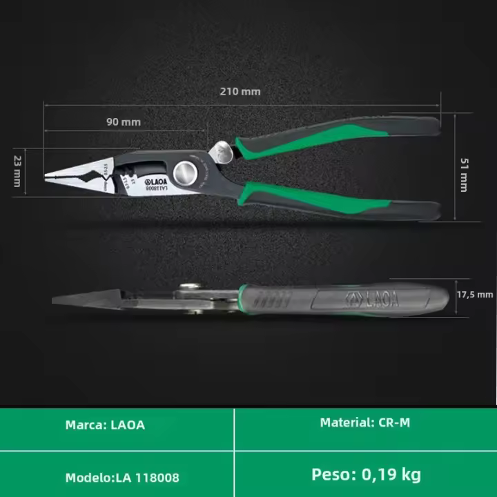 LAOA Herramienta Multifuncional De 8 Pulgadas Con Punta Aguda Y Función De Bloqueo Alicate Para Desenrollar Cables Material Cromo Vanadio - 1