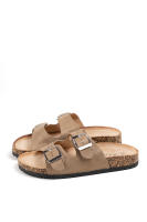 Sandalias mujer planas con doble hebilla metálica y plantilla acolchada cómoda Chanclas estilo clásico Lyla Wang - details 1
