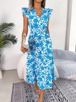 Vestido Largo Elegante De Mujer Con Estampado Floral Y Neck V Sin Mangas Para Primavera Verano Venta Al Por Menor Y Mayor - details 14