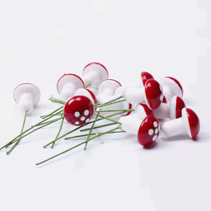 Set De 10 Miniatura De Hongo Artificial 2cm Para Jardín Fairy Decoraciones De Resina Con Palos Para Manualidades Y Adornos Del Hogar - 1