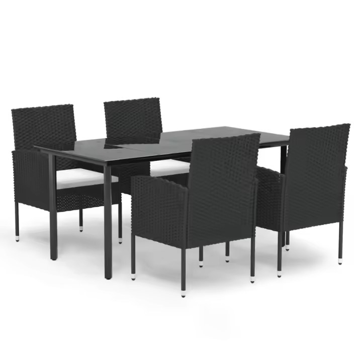 vidaXL Set de muebles jardín 5 pzas con cojines ratán sintético negro - 1