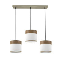 FABRILAMP - Regleta Cloe 3xe27 Cuero/blanca-madera Oscura Regx60x16 cm - details 2