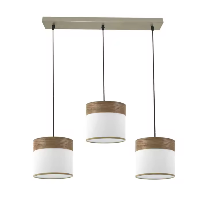 FABRILAMP - Regleta Cloe 3xe27 Cuero/blanca-madera Oscura Regx60x16 cm - 1