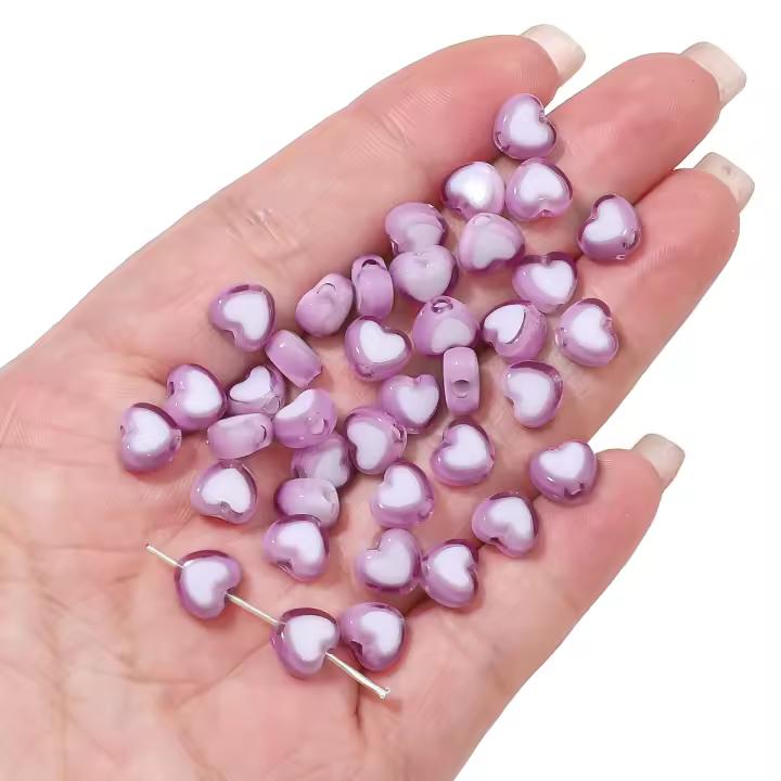 Nuevos 30pcs De Bolas De Acrílico Amor 8x7mm Para Fabricación De Joyería DIY Accesorios De Ropa Hechos a Mano En Color Rojo Y Blanco - 1