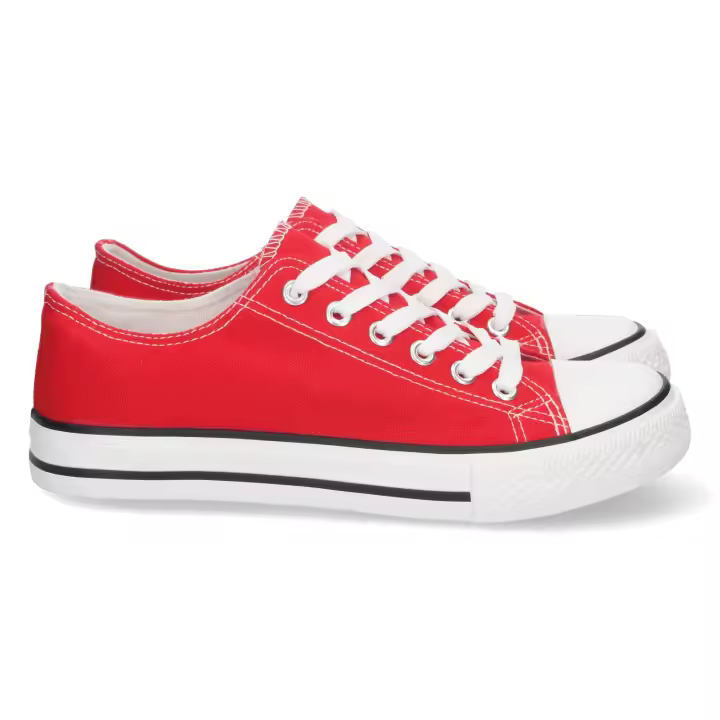 PuntoSalao Zapatillas planas cómodas estilo bamba lona mujer rojo FG-2913 - 1
