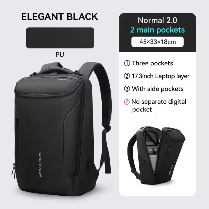 Mochila De Negocios impermeable para hombre, morral de viaje para ordenador portátil con carga USB, se adapta a ordenador portátil de 17 pulgadas y equipo técnico - 1