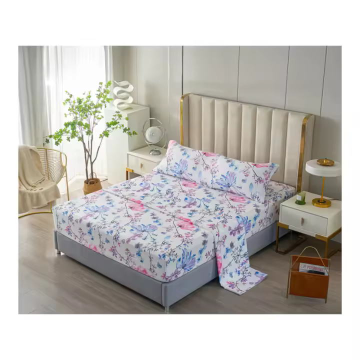 Juego de Sábana diseño unisex, estampado floral y hoja acabado de gran suavidad y no hacen bolas. Nueva colección 2025 de sábanas para camas de 90cm 105 cm 135cm 150 cm 180 cm 200cm - 1