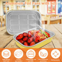 20Pcs Bandejas De Aluminio Con Tapas Para Hornear Resistente Al Calor Grado Alimenticio Bandeja Rectangular De Aluminio Dorado Para Pasteles Y BBQ - details 0