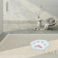 Alfombra De Plush Suave Con Patrón De Pata De Gato Rosa Para Sofá Mesa De Café Dormitorio Alfombra Antideslizante De Poliéster 100% - details 5
