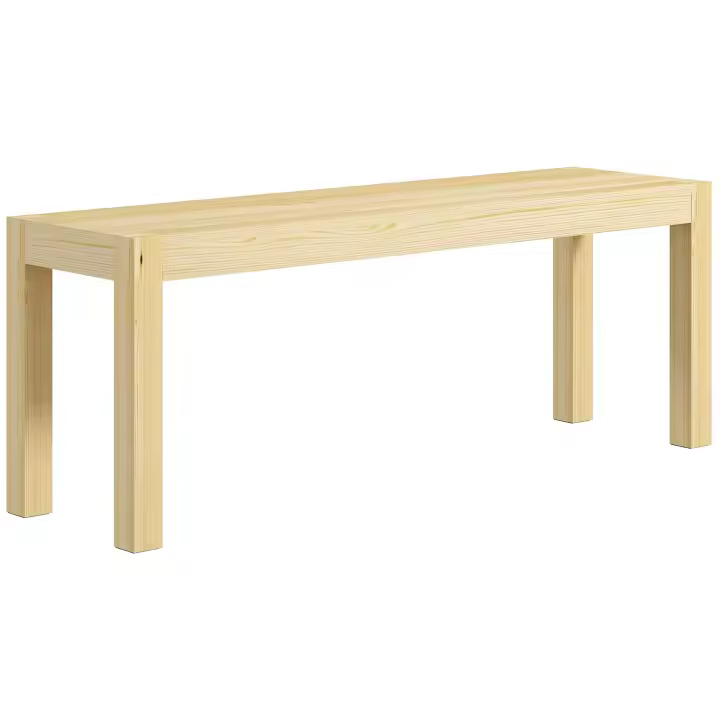 HOMCOM Banco de Madera de 2 Plazas, Banco de Cocina Estilo Casa de Campo, Banco de Comedor para Salón, Cocina, Entrada, Madera de Pino, Capacidad de Carga hasta 240 kg, 120 x 33 x 45 cm, Natural - 1